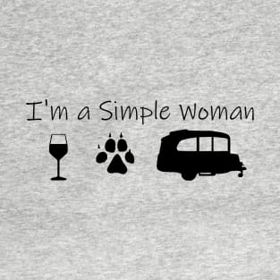 Airstream Basecamp "I'm a Simple Woman"  - Wine, Dogs & Basecamp T-Shirt